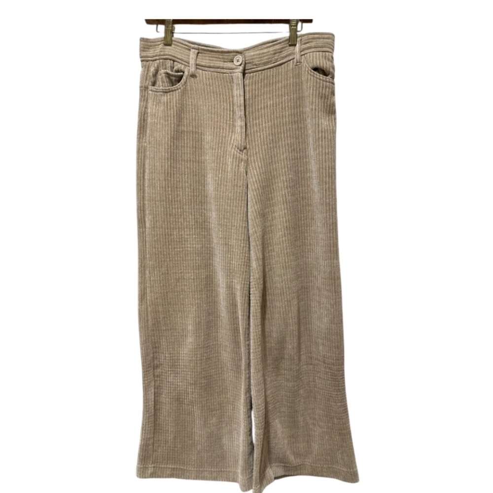 Tan Corduroy Wide-Leg Pants